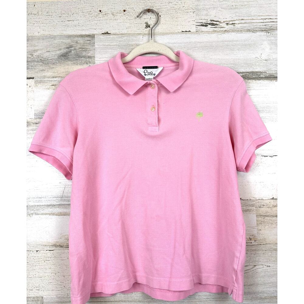 Lilly Pulitzer Shrunken Pima Cotton Pink Polo Shirt Womens M Golf Coastal
